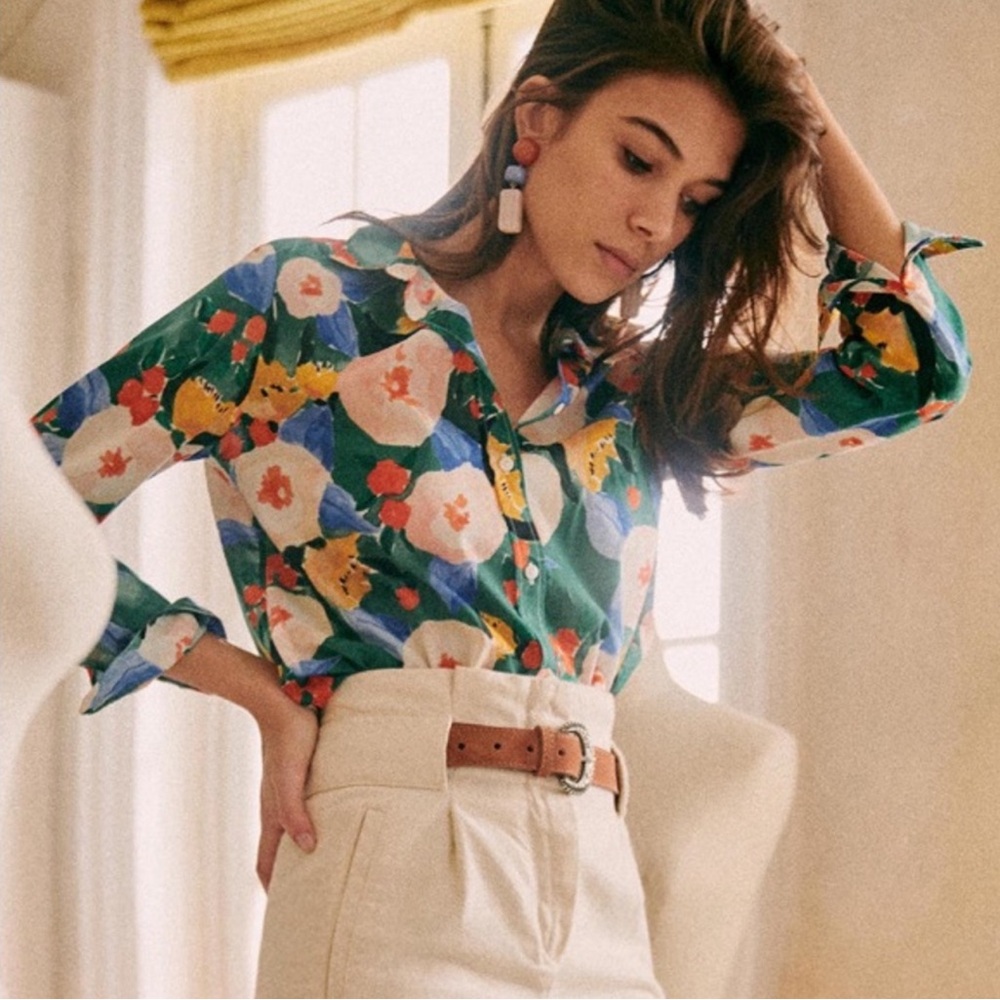 Sézane Pierro Cézane style Watercolour Flower Florals Shirt FR 38